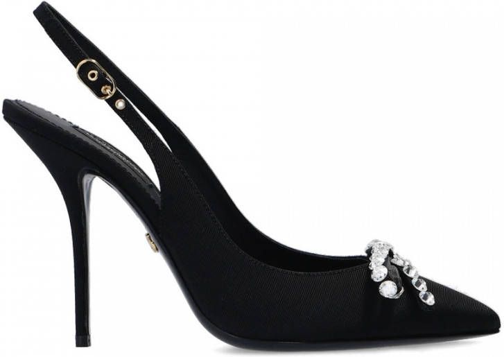 Dolce & Gabbana Kristalversierde Slingback Hakken Black Dames