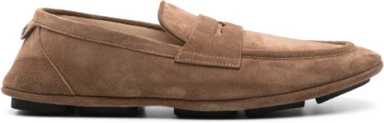 Dolce & Gabbana Suede Driver Schoenen met DG Logo Brown Heren