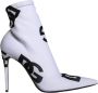 Dolce & Gabbana Stretch Hak Enkellaarzen Wit Zwart White Dames - Thumbnail 1