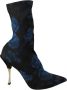 Dolce & Gabbana Bloemenprint Stiletto Mid Calf Laarzen Blue Dames - Thumbnail 1