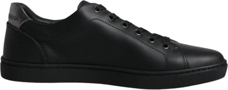 Dolce & Gabbana Studded Leren Sneakers met Vetersluiting Black Heren