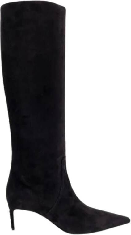 Dolce & Gabbana Suede Boot met DG Logo Hak Black Dames