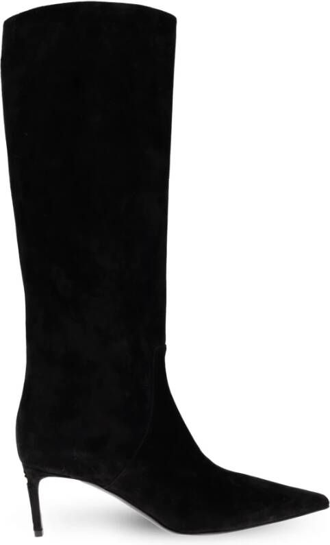 Dolce & Gabbana Suede Boot met DG Logo Hak Black Dames