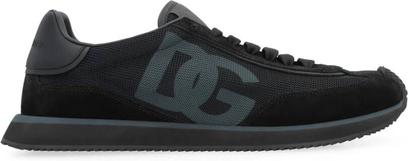 Dolce & Gabbana Suède lage sneakers met ronde neus Black Heren