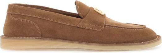 Dolce & Gabbana Suede Leather Moccas Loafers Brown Dames