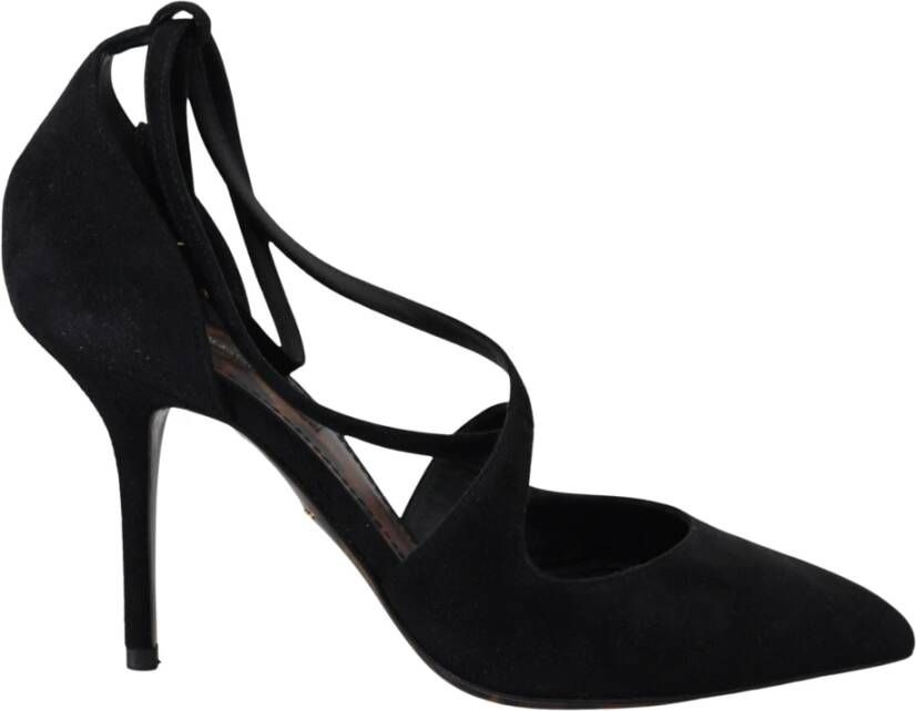 Dolce & Gabbana Zwarte Suède Enkelband Pumps Black Dames