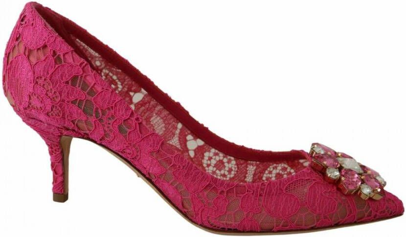 Dolce & Gabbana Taormina Lace Crystals Heels Shoes Roze Dames