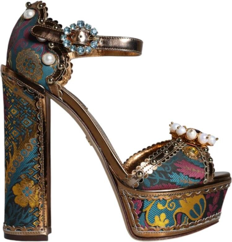 Dolce & Gabbana Versierde enkelband platform sandalen Multicolor Dames