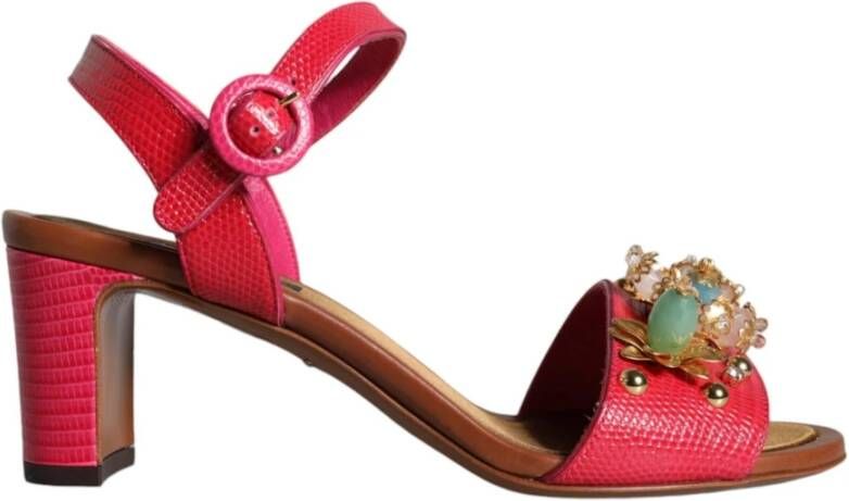 Dolce & Gabbana Versierde Keira Sandalen met Gesp Sluiting Pink Dames