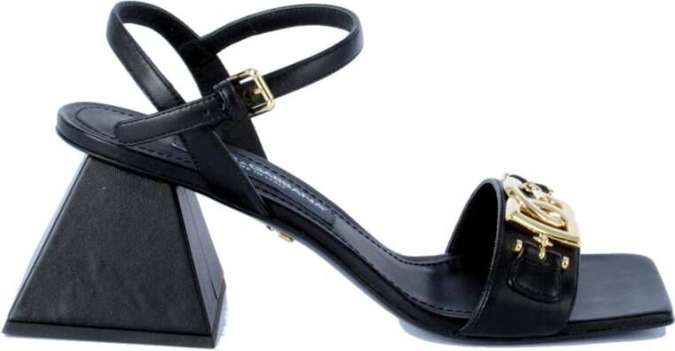 Dolce & Gabbana Vierkante sandalen met hak voor vrouwen Black Dames