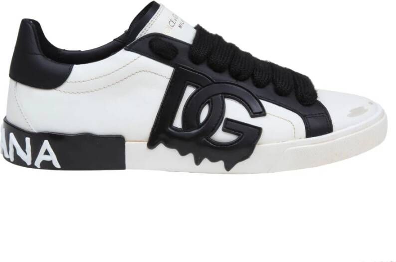 Dolce & Gabbana Vintage Lage Sneakers in Wit Zwart Multicolor Heren