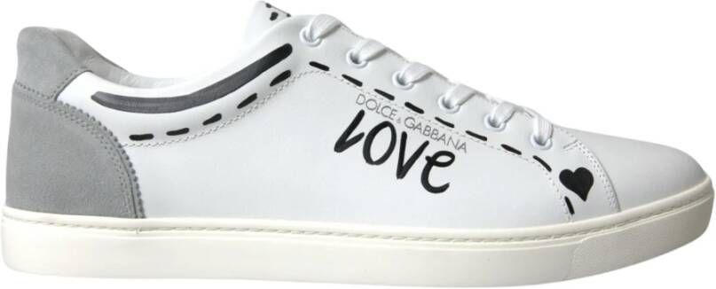 Dolce & Gabbana Wit Grijs Leren Love Milano Sneakers White Heren