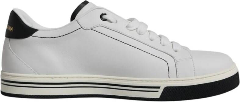 Dolce & Gabbana Wit Zwart Leren Sneakers White Heren