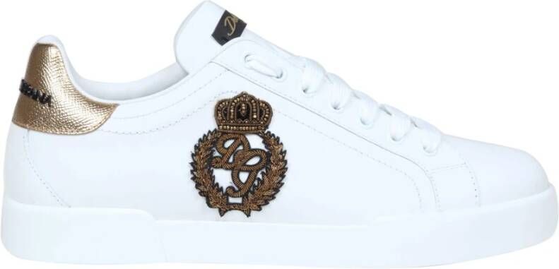 Dolce & Gabbana Wit Goud Portofino Sneakers White Heren