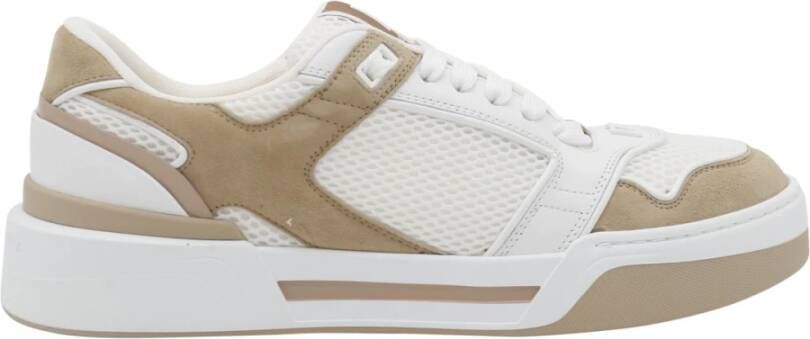 Dolce & Gabbana Witte Beige Sneakers met Logo Details White Heren