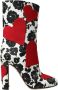 Dolce & Gabbana Bloemenprint Enkellaarzen Rood Zwart Multicolor Dames - Thumbnail 1