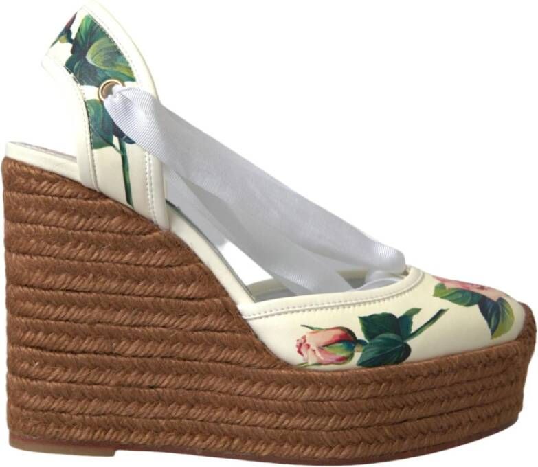 Dolce & Gabbana Witte Bloemen Sleehak Sandalen Multicolor Dames