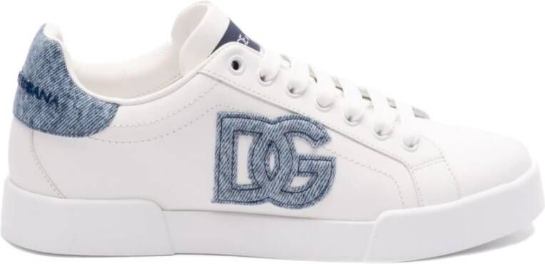 Dolce & Gabbana Witte en Lichtblauwe Sneakers Beige Dames