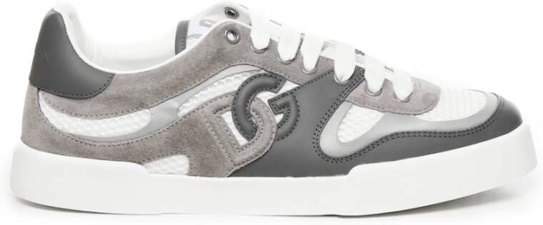 Dolce & Gabbana Witte Grijze Sneakers met Vuurlogo White Heren