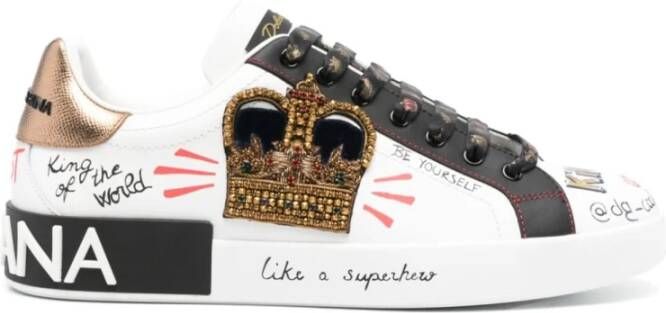 Dolce & Gabbana Witte Kalf Sneaker Multicolor Dames