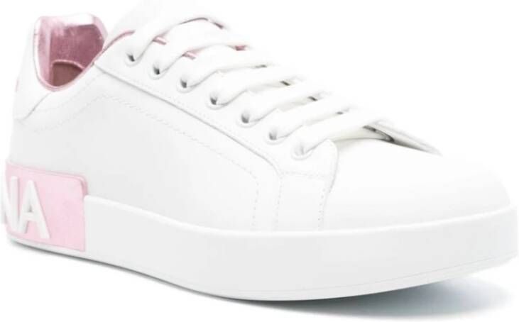 Dolce & Gabbana Witte Kalfsleren Sneakers White Dames