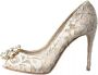 Dolce & Gabbana Witte Kant Kristal Hak Pumps White Dames - Thumbnail 1