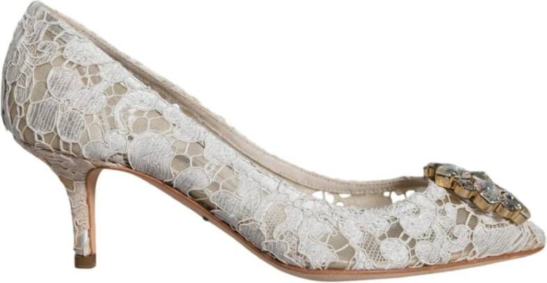 Dolce & Gabbana Witte Kant Kristal Hak Pumps White Dames