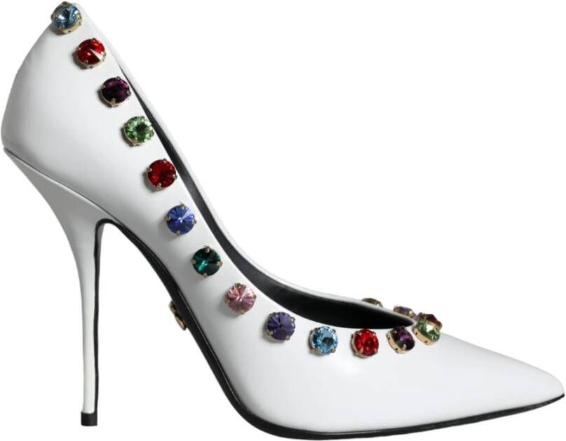 Dolce & Gabbana Witte Kristal Leren Hoge Hakken Pumps White Dames