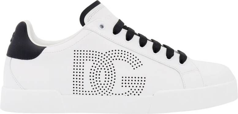 Dolce & Gabbana Witte lage sneakers van leer met veters White Heren