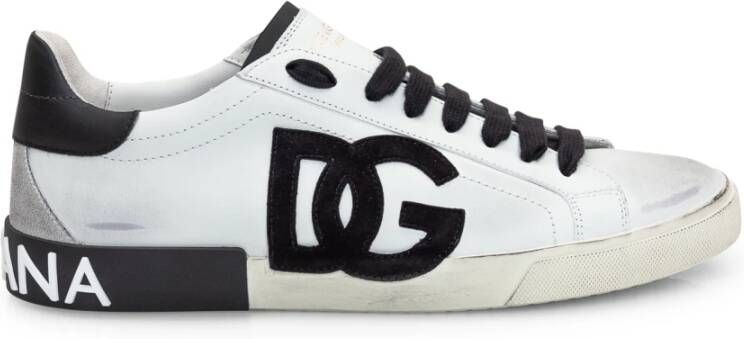 Dolce & Gabbana Witte lage top sneakers met suède Multicolor Heren