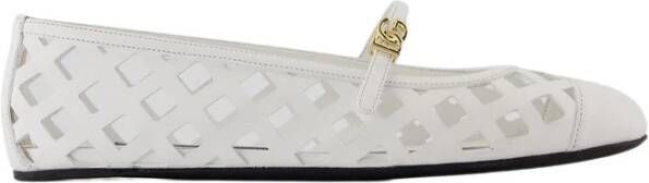 Dolce & Gabbana Witte Leren Ballerina's Ronde Neus White Dames