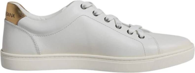 Dolce & Gabbana Witte Leren Lage Sneakers Logo White Heren