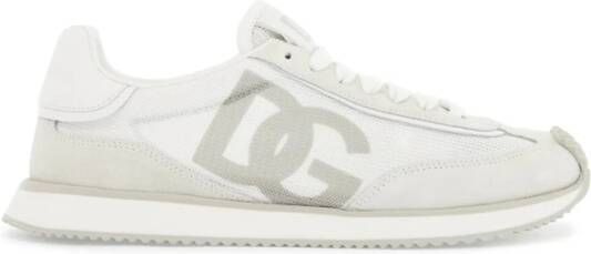 Dolce & Gabbana Witte Leren Lage Sneakers met DG Logo White Dames