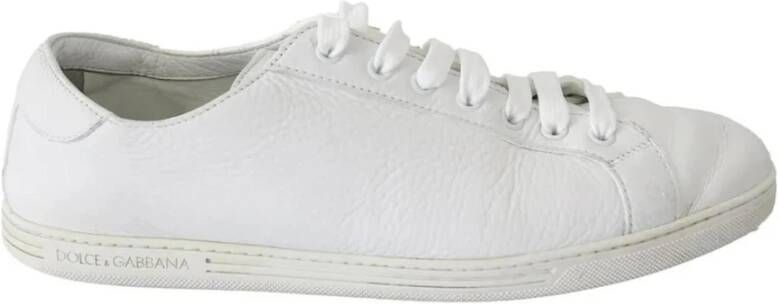 Dolce & Gabbana Witte Vetersneakers met Gouden Details White Heren