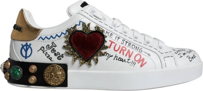 Dolce & Gabbana Witte Leren Lage Sneakers White Heren