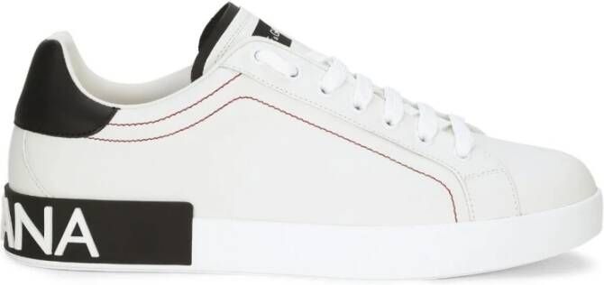 Dolce & Gabbana Witte Leren Logo Patch Sneakers White Heren