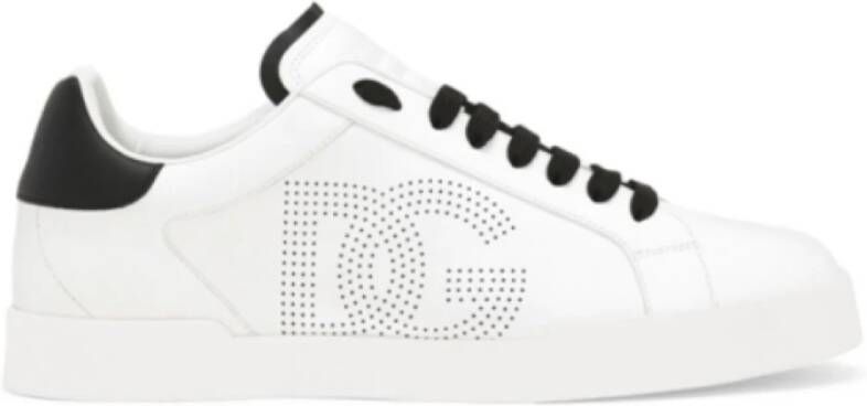 Dolce & Gabbana Witte Leren Platte Schoenen met Logodetail White Heren