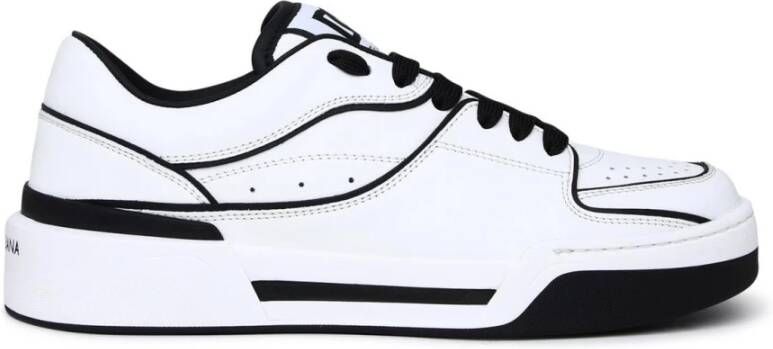 Dolce & Gabbana Wit zwart kalfsleren sneakers vetersluiting White Heren