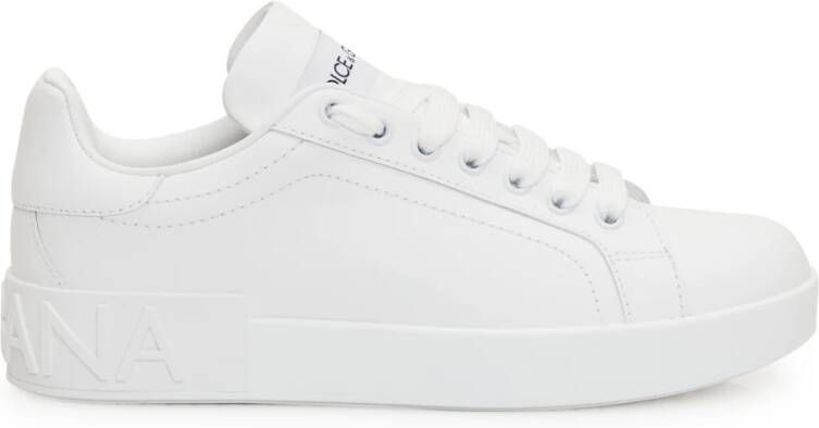 Dolce & Gabbana Witte leren sneaker met logopatch White Dames