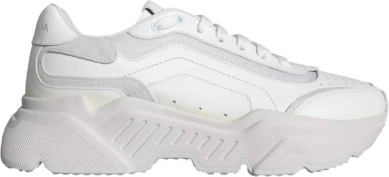 Dolce & Gabbana Witte Leren Sneakers met Logo White Dames