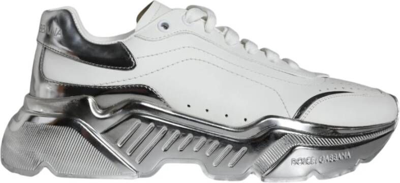 Dolce & Gabbana Witte Leren Sneakers met Logo White Dames