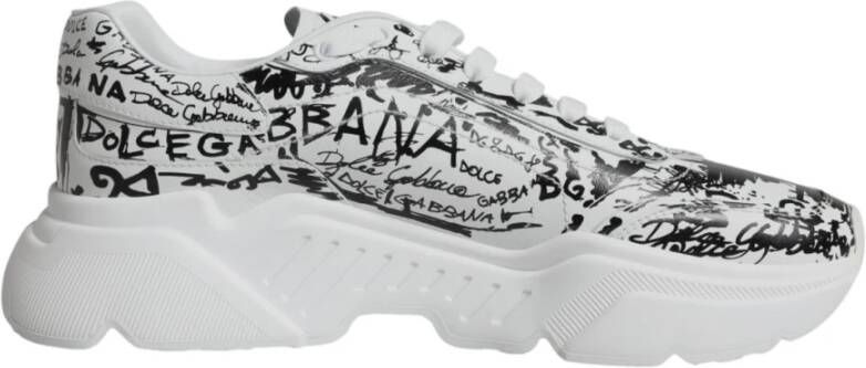 Dolce & Gabbana Witte leren sneakers met logodetails Multicolor Heren