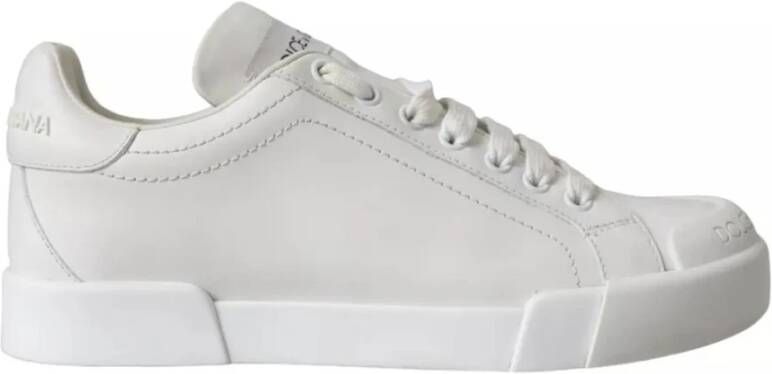 Dolce & Gabbana Witte Leren Sneakers met Logodetails White Dames