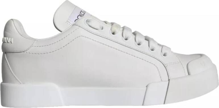 Dolce & Gabbana Witte Leren Sneakers met Logodetails White Dames