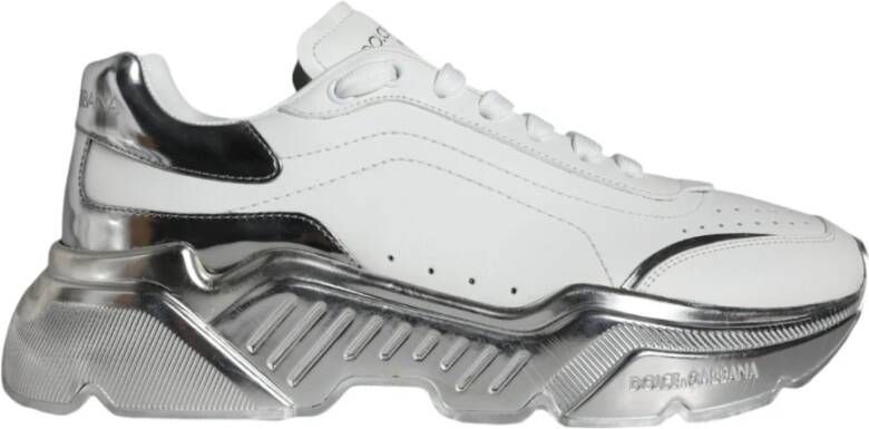 Dolce & Gabbana Witte Leren Sneakers met Rubberen Zool White Dames