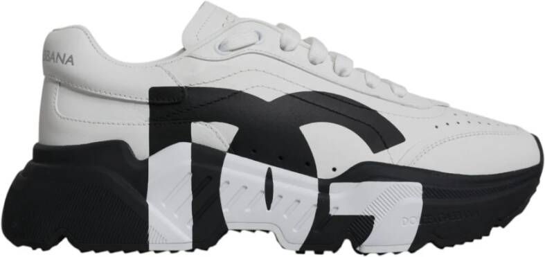 Dolce & Gabbana Witte leren sneakers met rubberen zool White Heren