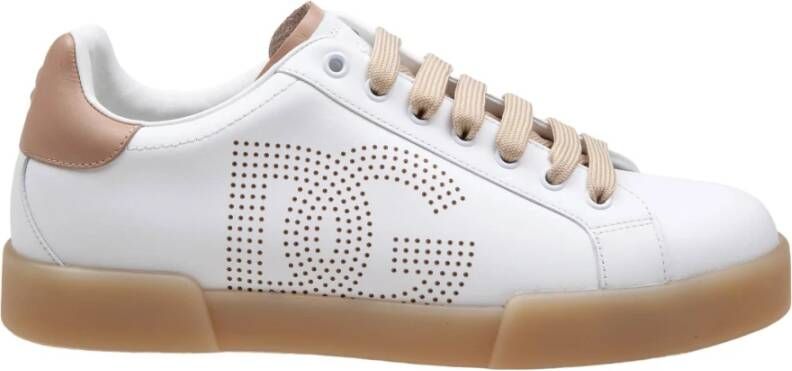 Dolce & Gabbana Witte Leren Sneakers Portofino Lijn White Heren