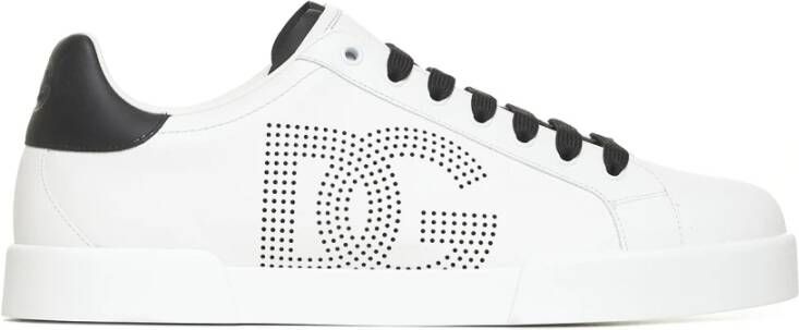 Dolce & Gabbana Witte Leren Sneakers Portofino Stijl White Heren