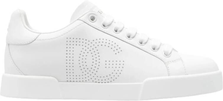 Dolce & Gabbana Witte Perforated Logo Leren Sneakers White Dames