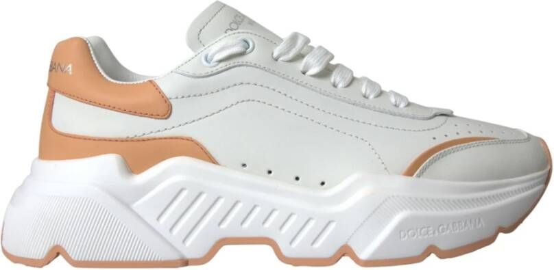 Dolce & Gabbana Witte Perzik Leren Sneakers Daymaster White Dames